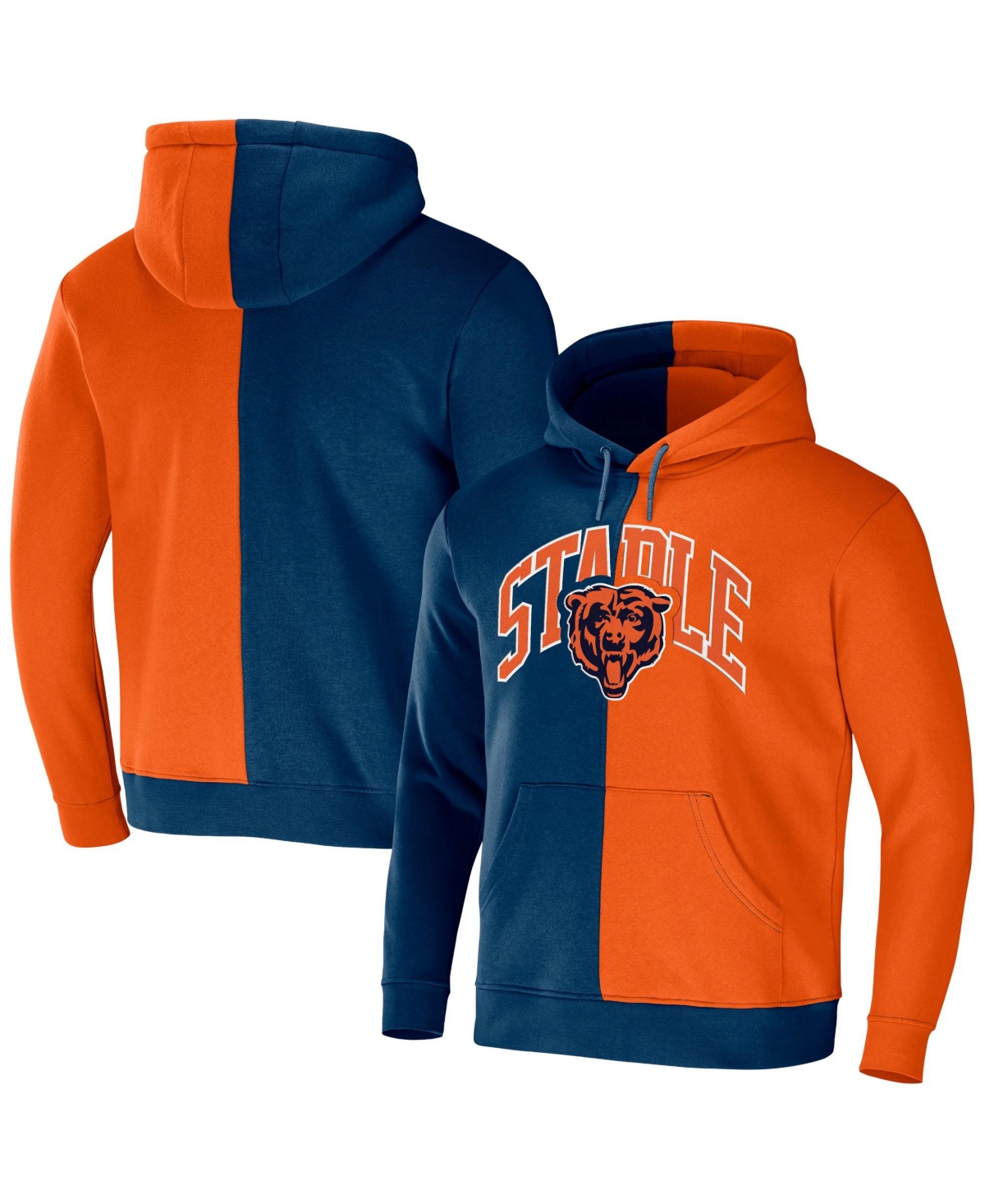 Men's Nfl X Staple Orange, Navy Chicago Bears Split Logo Pullover Hoodie - Orange, Navy