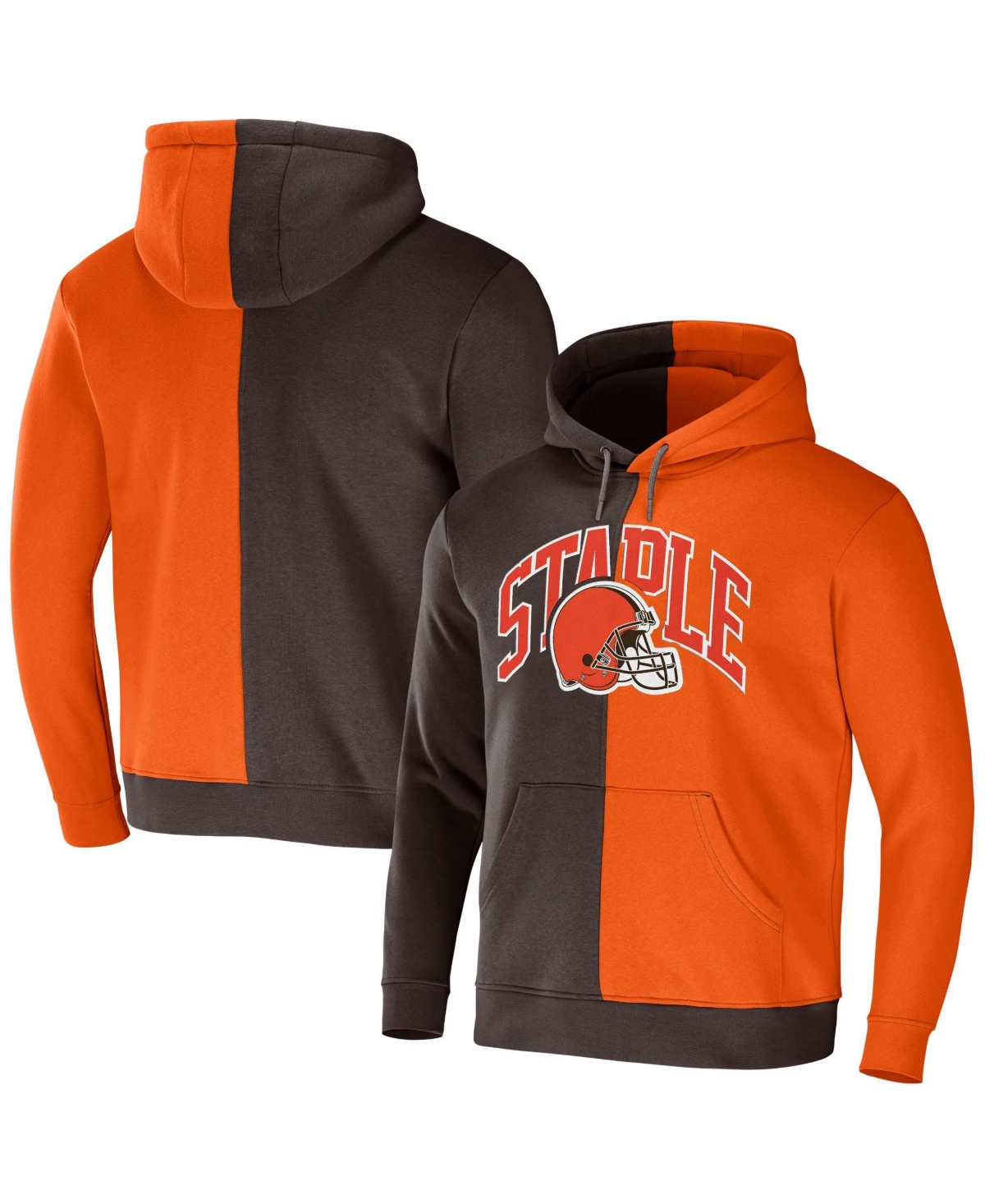 Men's Nfl X Staple Brown, Orange Cleveland Browns Split Logo Pullover Hoodie - Brown, Orange