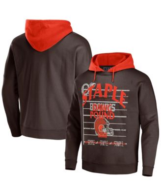 Men's NFL X Staple Brown Cleveland Browns Oversized Gridiron Vintage-Like Wash Pullover Hoodie