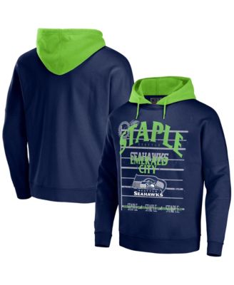 Men's NFL X Staple Navy Seattle Seahawks Oversized Gridiron Vintage-Like Wash Pullover Hoodie