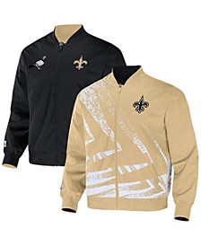 Men's NFL X Staple Cream New Orleans Saints Embroidered Reversable Nylon Jacket