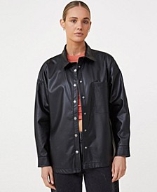 Women's Faux Leather Shirt