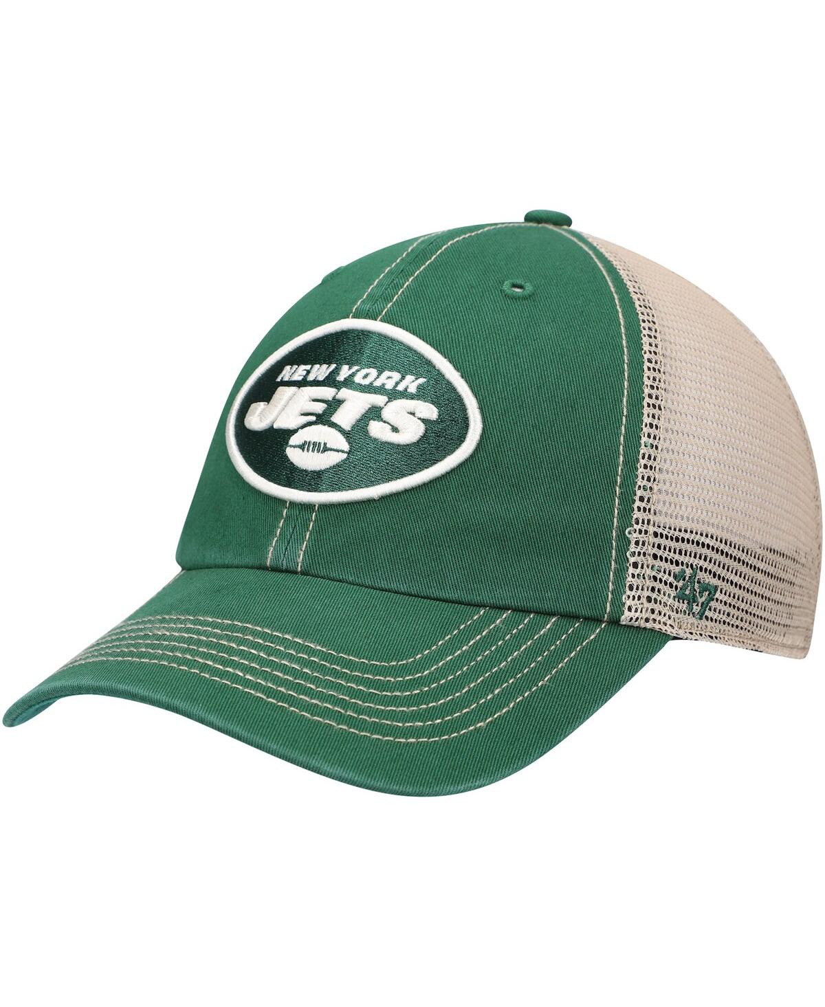 47 Brand Men's '47 Green, Natural New York Jets Trawler Trucker Clean Up Snapback Hat In Green,natural