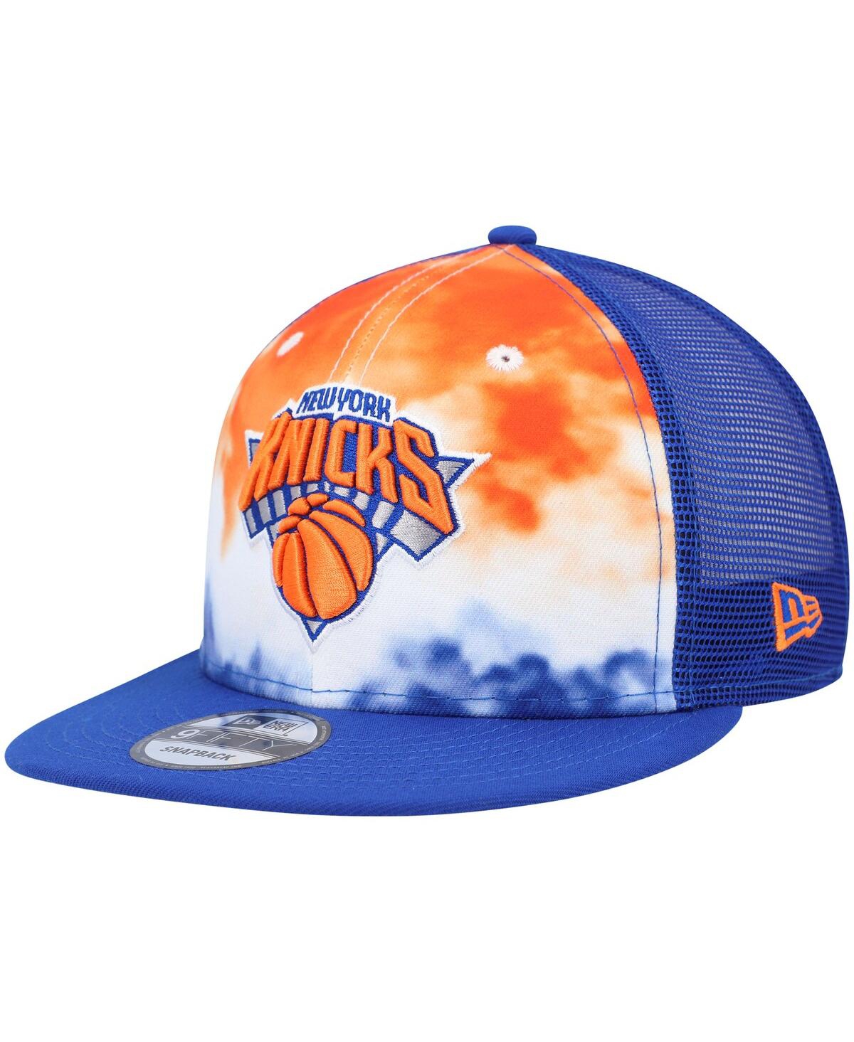 Shop New Era Men's  Royal New York Knicks Hazy Trucker 9fifty Snapback Hat