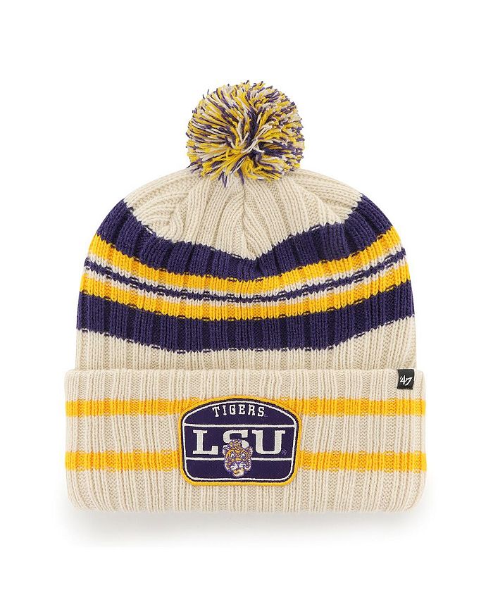 '47 Brand Men's '47 Natural LSU Tigers Hone Patch Cuffed Knit Hat with ...