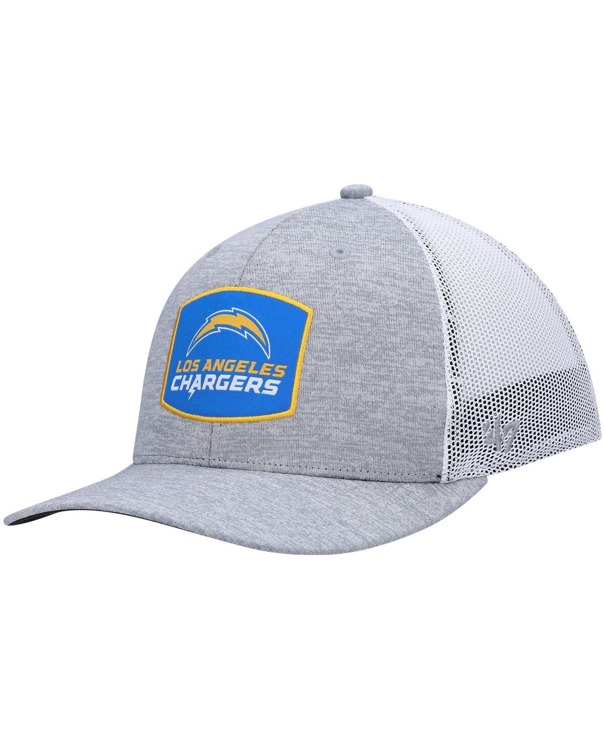 47 Brand Men's ' Heathered Gray And White Los Angeles Chargers Motivator Flex Hat In Heathered Gray,white