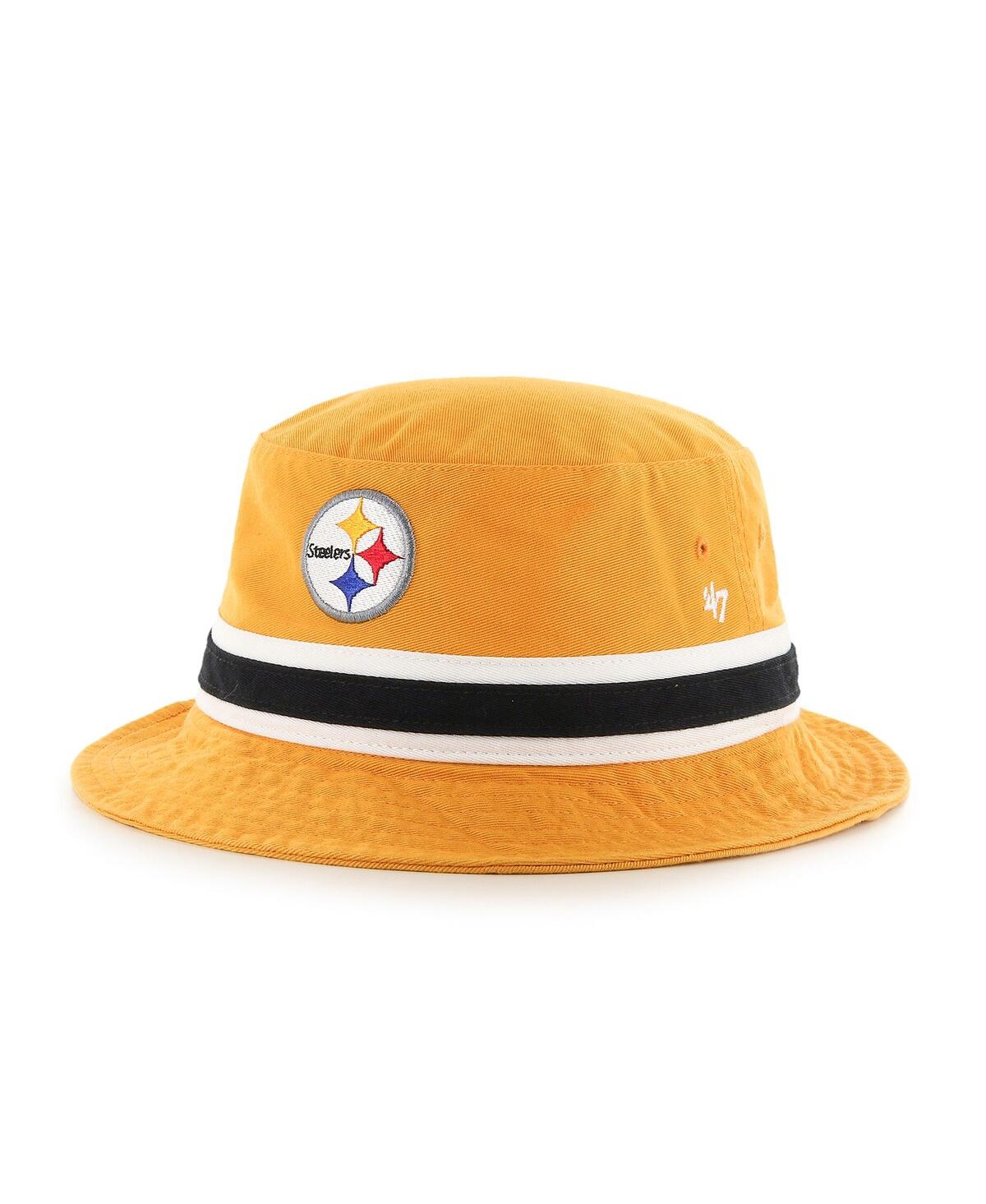 47 Brand Men's ' Gold Pittsburgh Steelers Striped Bucket Hat