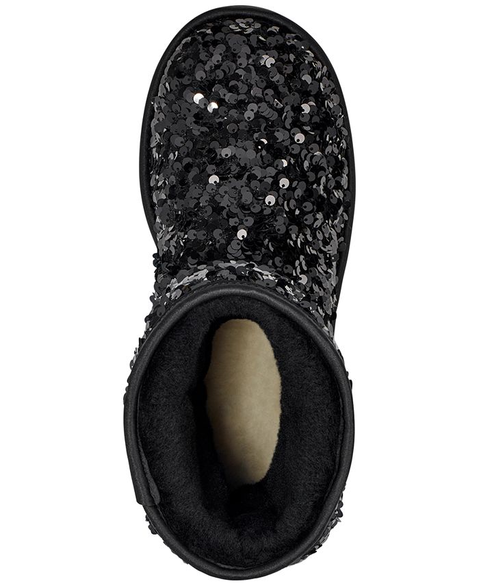 Girls Classic Short Chunky Sequin Boots