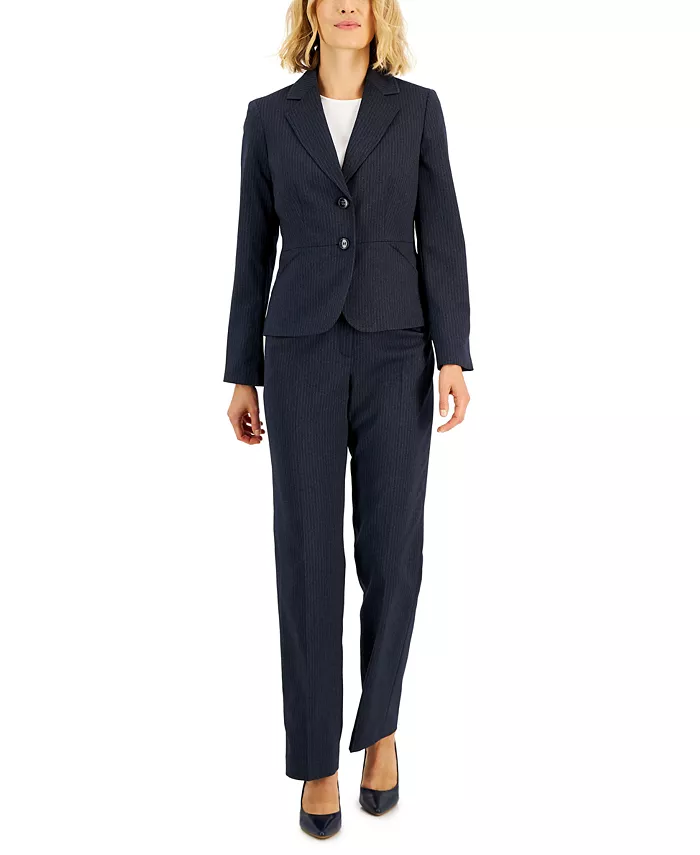 Women's Two-Button Pinstriped 2 Piece Pantsuit, Regular & Petite - thumbnail 4