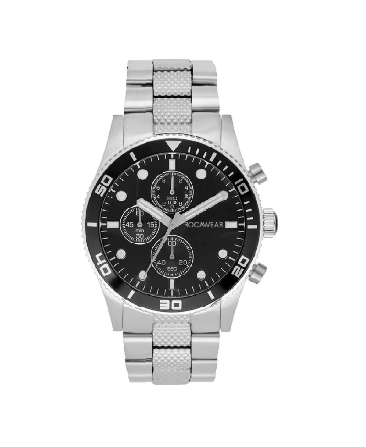 Men's Shiny Silver-Tone Metal Bracelet Watch 46.5mm - Black Sunray, Shiny Silver-Tone