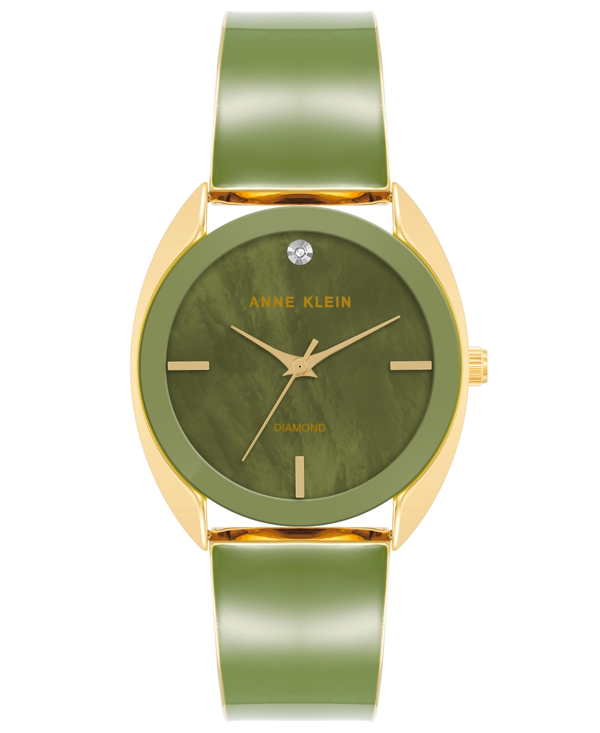 Women's Three-Hand Quartz Green and Gold-Tone Alloy Bangle Watch, 34mm - Gold-Tone, Green