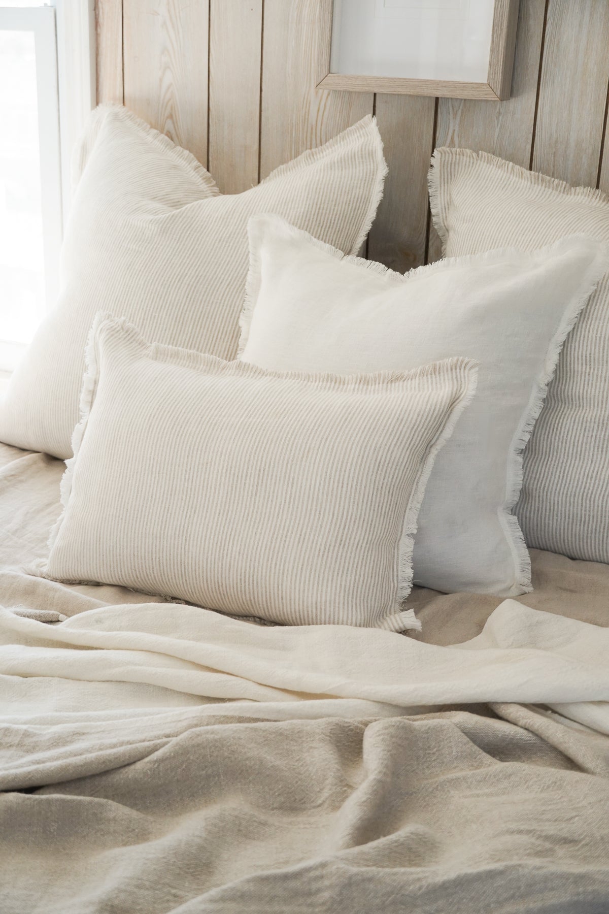 Anaya HomeFringe So Soft Linen Pillows - White