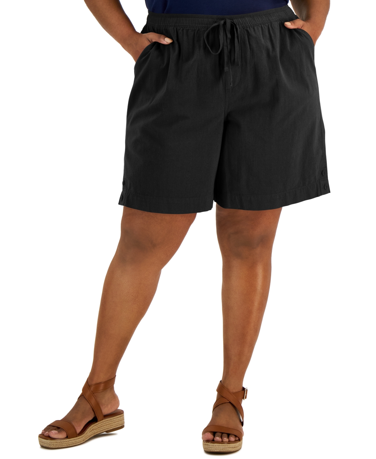 Karen Scott Plus Size Cotton Emelia Pull On Shorts Created for Macy s Smart Closet