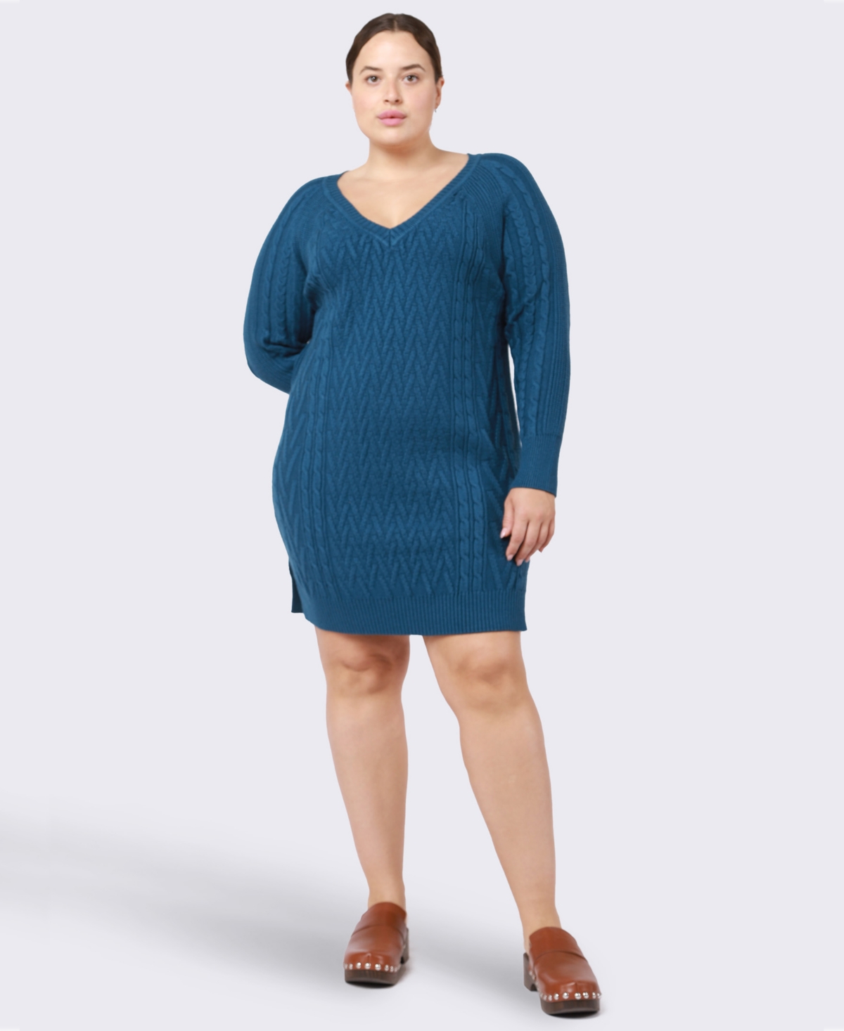 Black Tape Trendy Plus Size Cable-Knit Sweater Dress