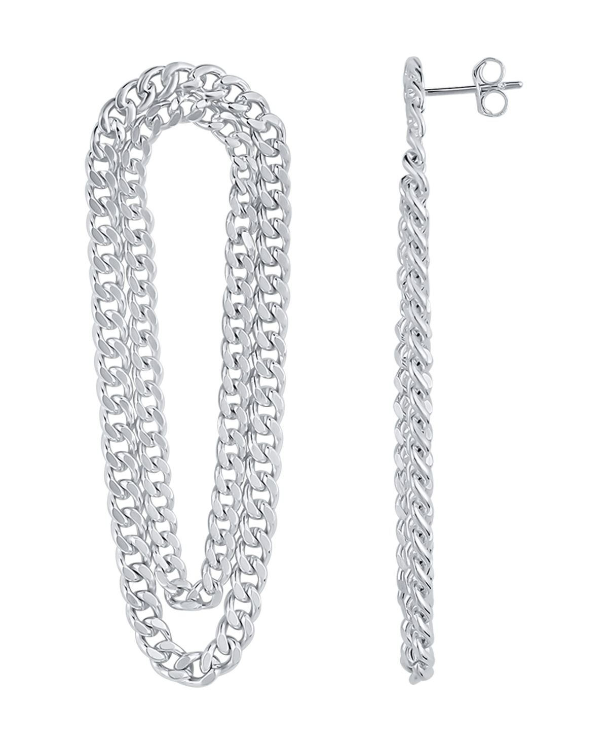 And Now This Double Row Chain Drop Earring In Fine Silver Plated
