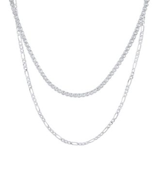Double Row Chain with Cubic Zirconia Tennis Necklace and Clip Chain Necklace