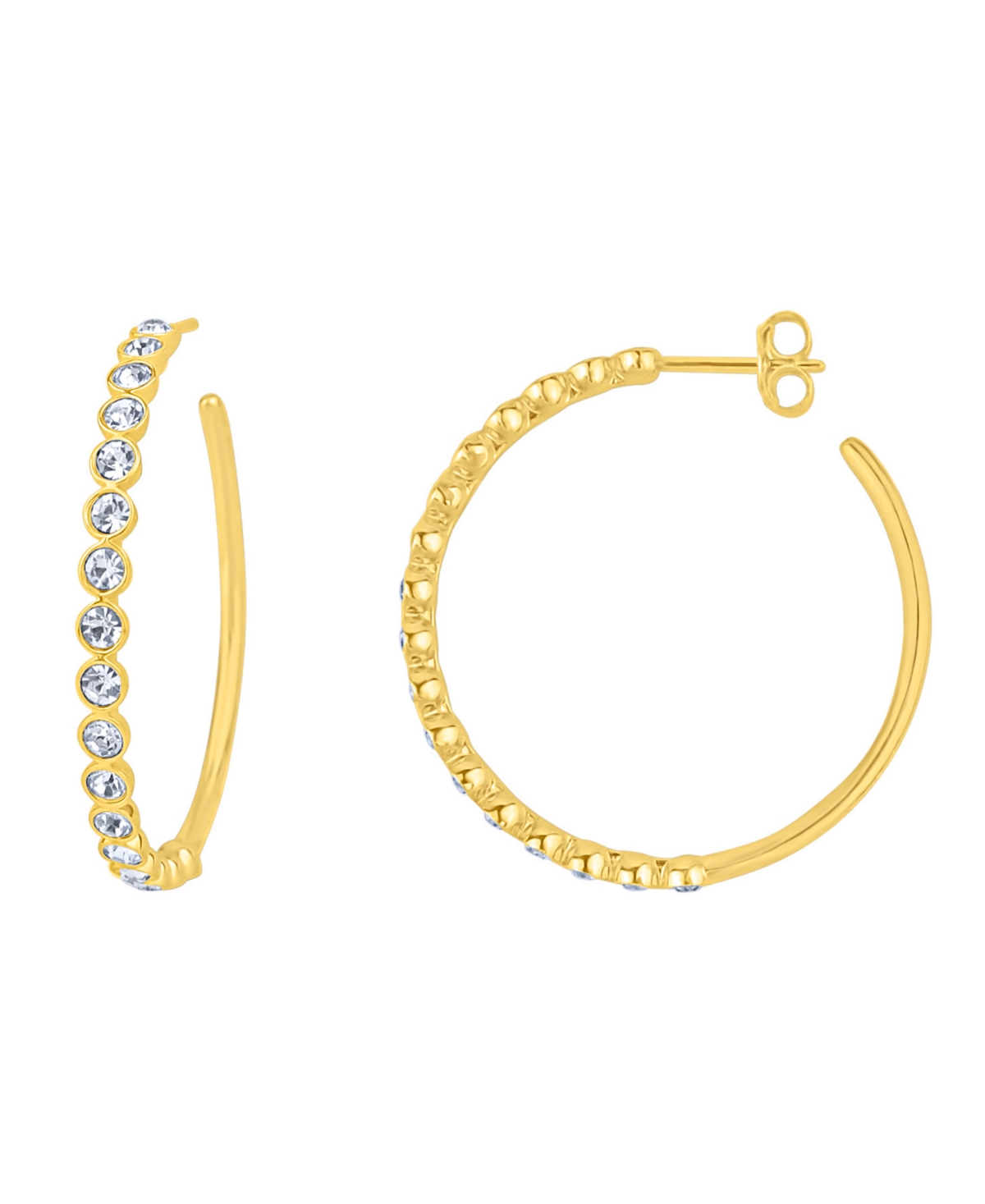 Crystal Post Hoop Earrings - Gold Plated
