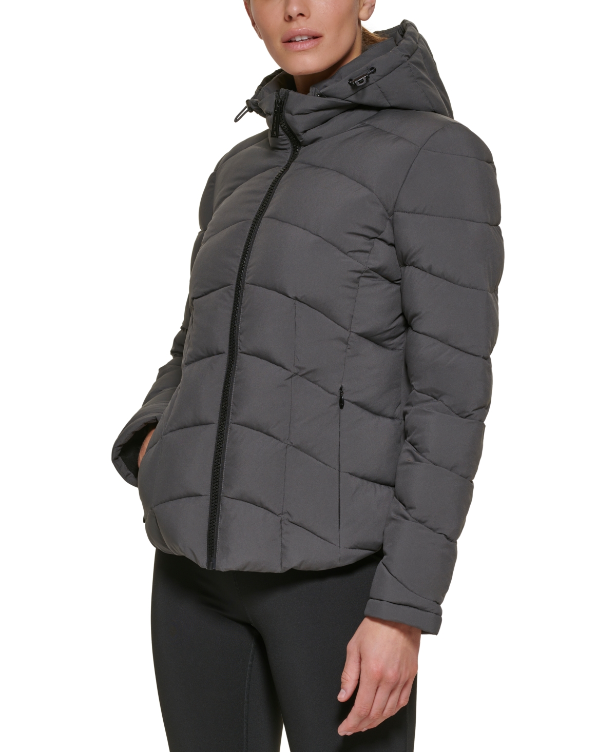 Calvin Klein Women's Hooded Stretch Packable Puffer Coat, Created for Macy's