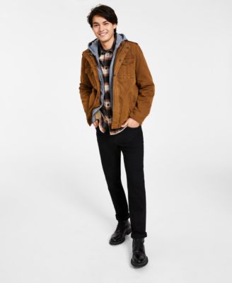 Men’s Sherpa Lined Two Pocket Hooded Trucker Jacket