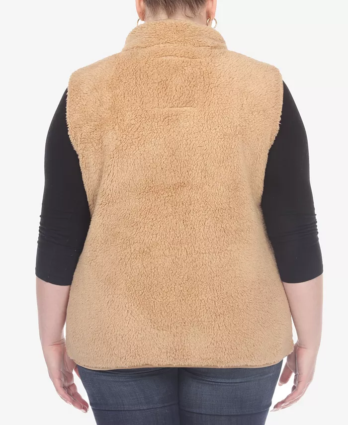 Plus Size Women's Zip Up Sherpa Vest Jacket - thumbnail 2