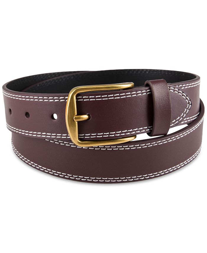 Club Room Men's Double-Stitch Belt, Created for Macy's - Macy's