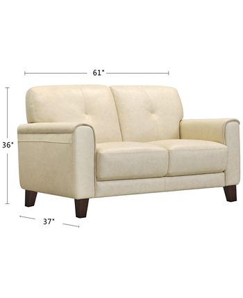 Cream top leather loveseat
