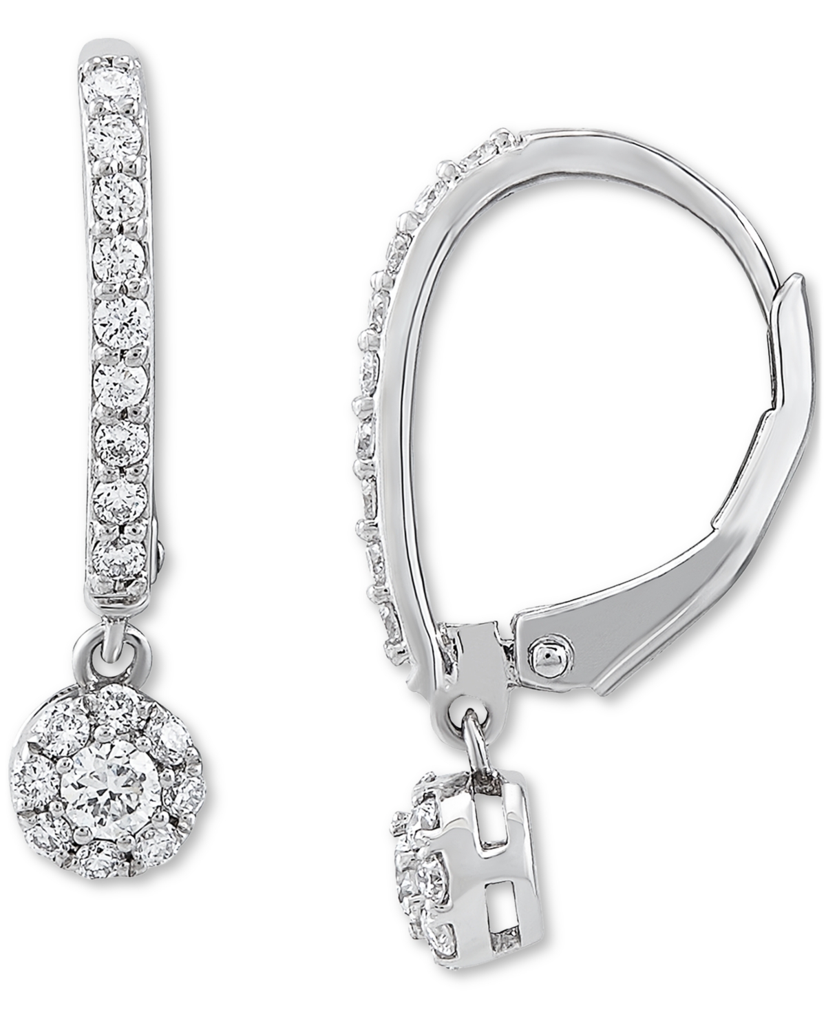 Lab-Created Diamond Cluster Dangle Hoop Earrings (1/2 ct. t.w.) in Sterling Silver - Sterling Silver
