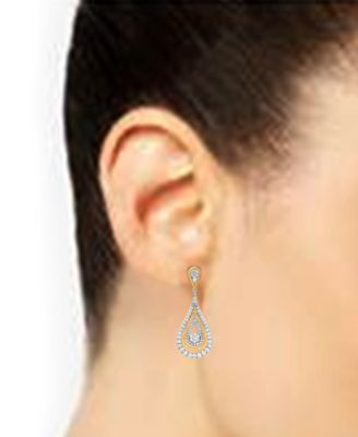 Diamond Teardrop Orbital Drop Earrings (2 ct. t.w.) in 10k Two-Tone Gold