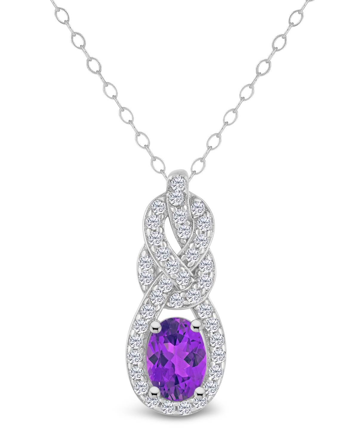 MACY'S TOPAZ (3/8 CT. T.W.) HALO PENDANT NECKLACE IN STERLING SILVER