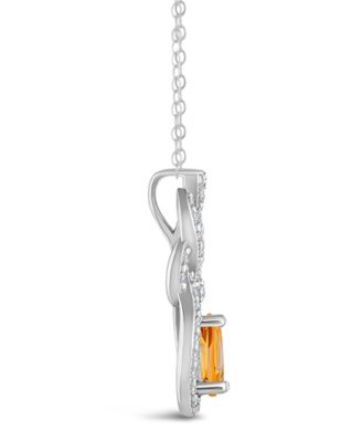 Topaz (3/8 ct. t.w.) Halo Pendant Necklace in Sterling Silver