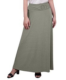 Petite Maxi with Front Faux Belt with Ring Detail A-Line Skirt