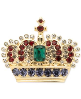 Lauren Ralph Lauren - Gold-Tone Multicolor Crystal Crown Pin