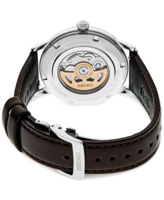 Men's Automatic Presage Brown Leather Strap Watch 40mm