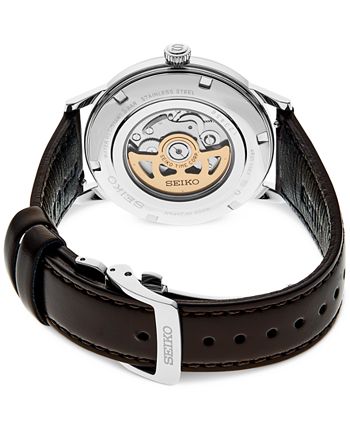 Seiko Men s Automatic Presage Brown Leather Strap Watch 40mm Macy s