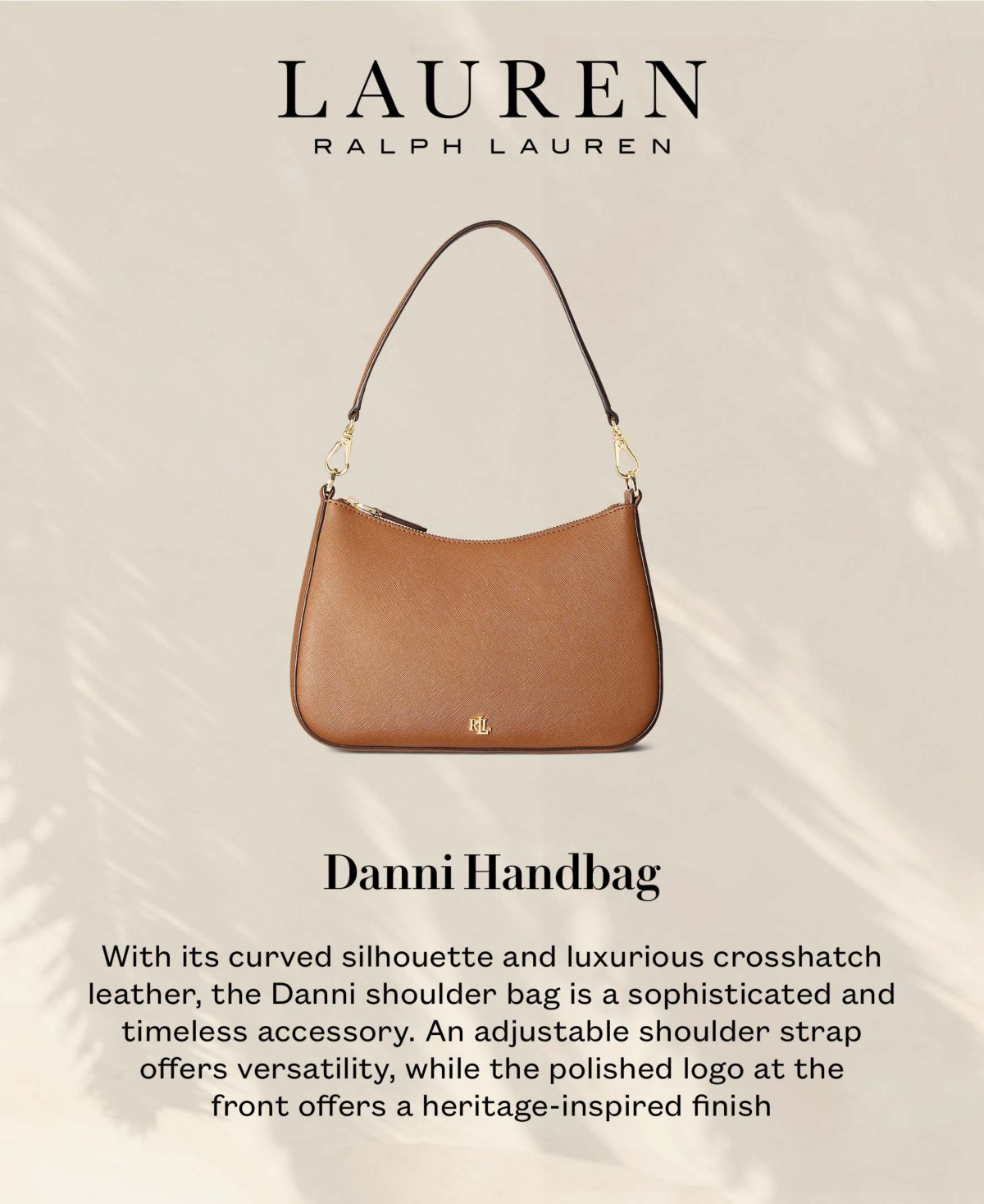 Ralph Lauren Women's Crosshatch Leather Medium Danni Shoulder Bag In Lauren Tan