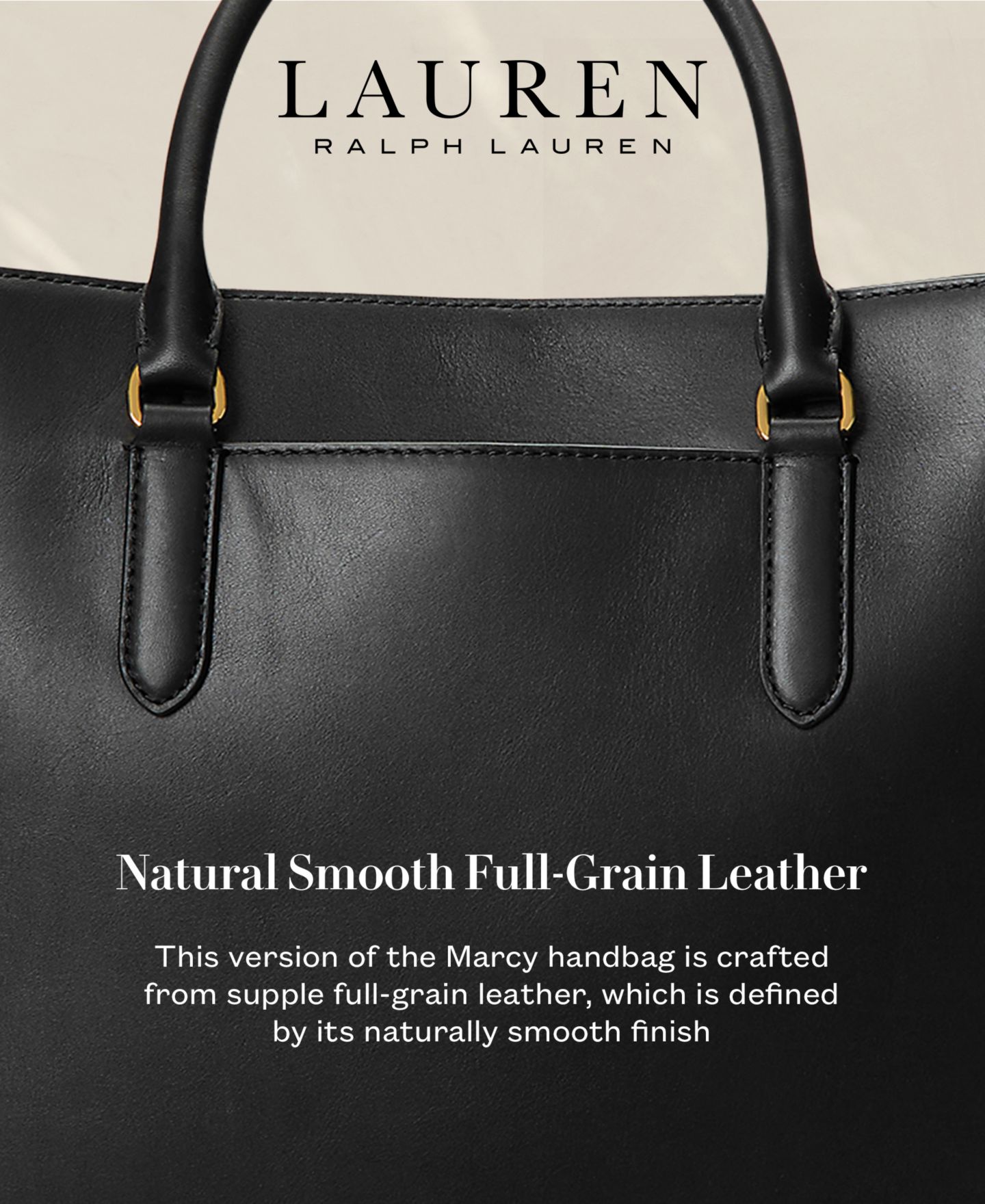 Женская сумка Lauren Ralph Lauren Full-Grain Leather Large Marcy Satchel, цвет: Чёрный — фото 9