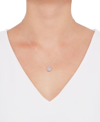 Lab-Created Diamond Teardrop Halo Cluster Pendant Necklace (3/8 ct. t.w.) in Sterling Silver, 16" + 2" extender