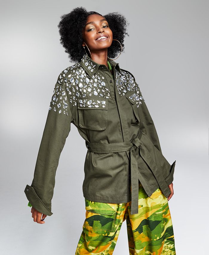 And Now This 531 by JÉRÔME LAMAAR Men's Crystal Embellished Military