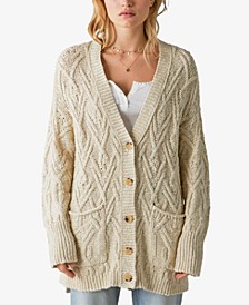 Cotton Knit Oversized Button Front Cardigan 