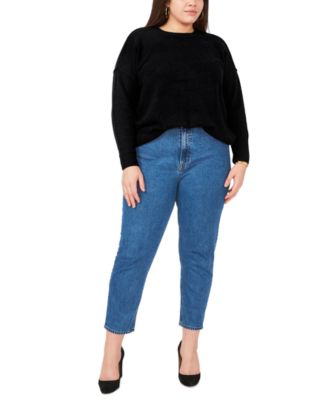 Plus Size Cozy Crewneck Long-Sleeve Extend-Shoulder Sweater