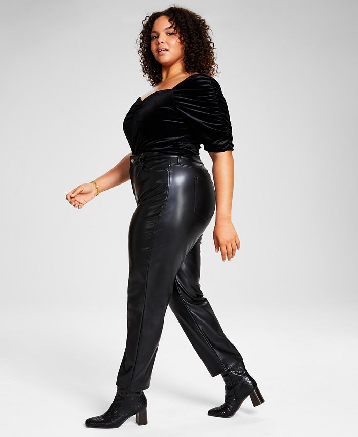 And Now This Trendy Plus Size Faux-Leather Pants & Reviews - Pants ...