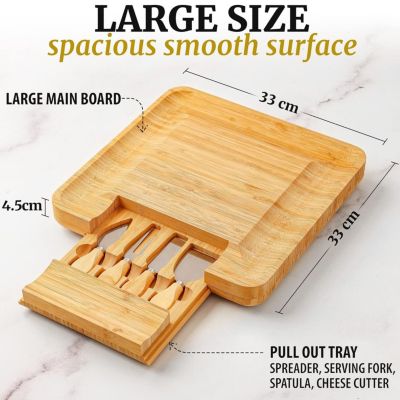 Wooden Bamboo Cheese Board Party Set