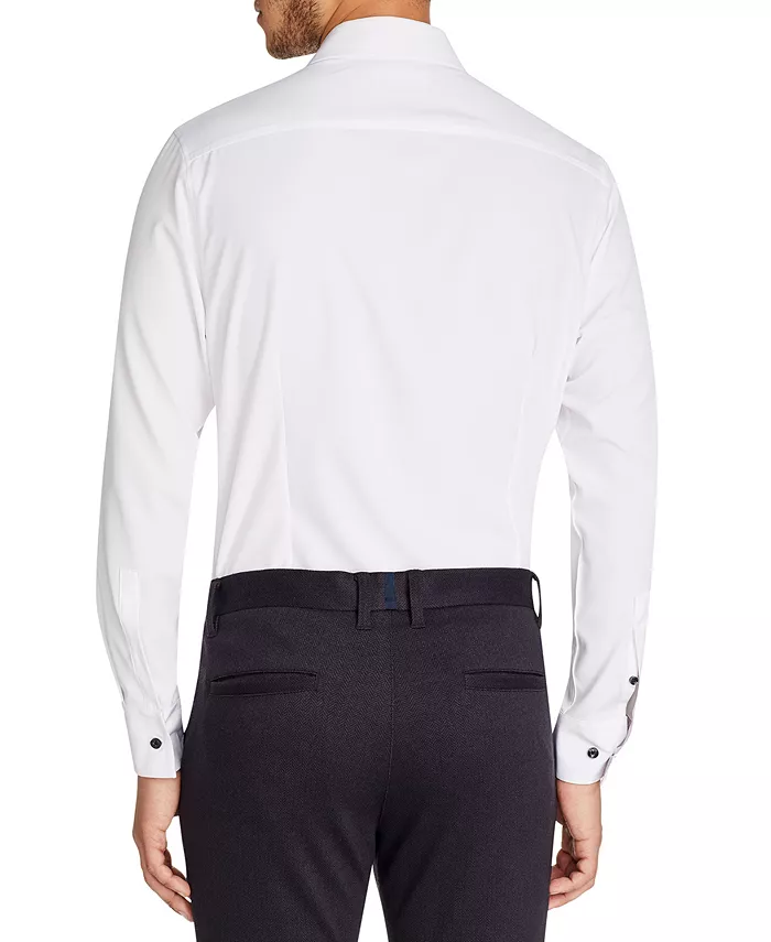 Men's Slim-Fit Solid Performance Stretch Cooling Comfort Dress Shirt - thumbnail 2