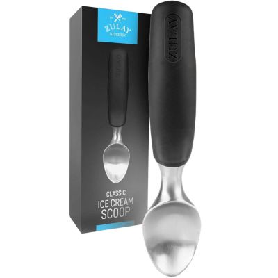 Heavy Duty Ice Cream Scoop - Stainless Steel Ice Cream Scooper With Non-Slip Rubber Grip