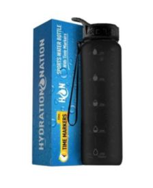 Zulay Hydration Nation Water Bottle with Time Marker 32 oz in Black