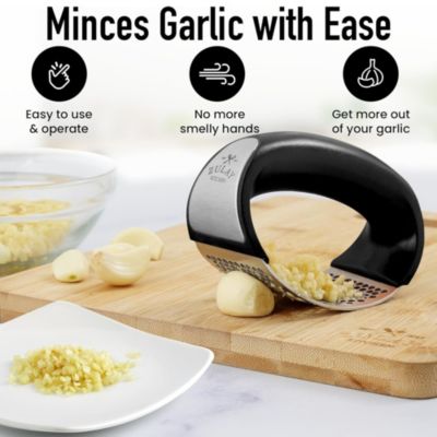 Stainless Steel Garlic Press Rocker with Peeler and Scraper