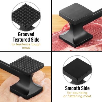 Metal Meat Tenderizer Hammer with Comfort-Grip Handle