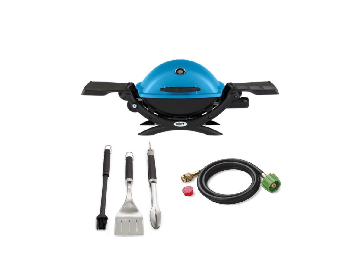 Q 1200 Gas Grill (Blue) With Adapter Hose And Premium Tool - Blue