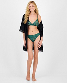 Women's Lace-Trim Robe, Lace Bralette & Lace Thong Underwear, Created for Macy's