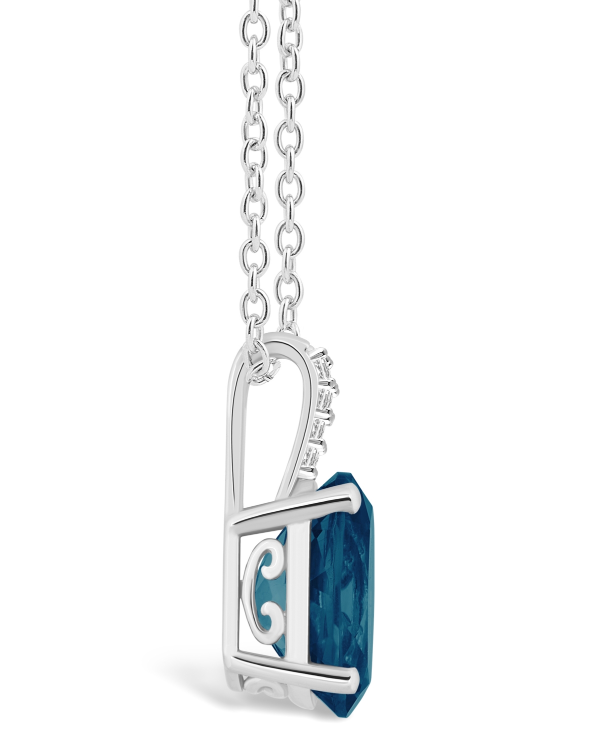 Macy's Women's(3-3/5 ct.t.w.) and Diamond Accent Pendant Necklace in Sterling Silver - London Blue Topaz